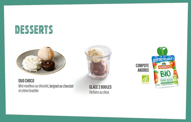 Les desserts du menu enfant Del Arte